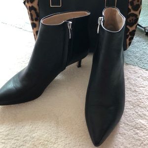 Kitten Heeled Leather Booties
